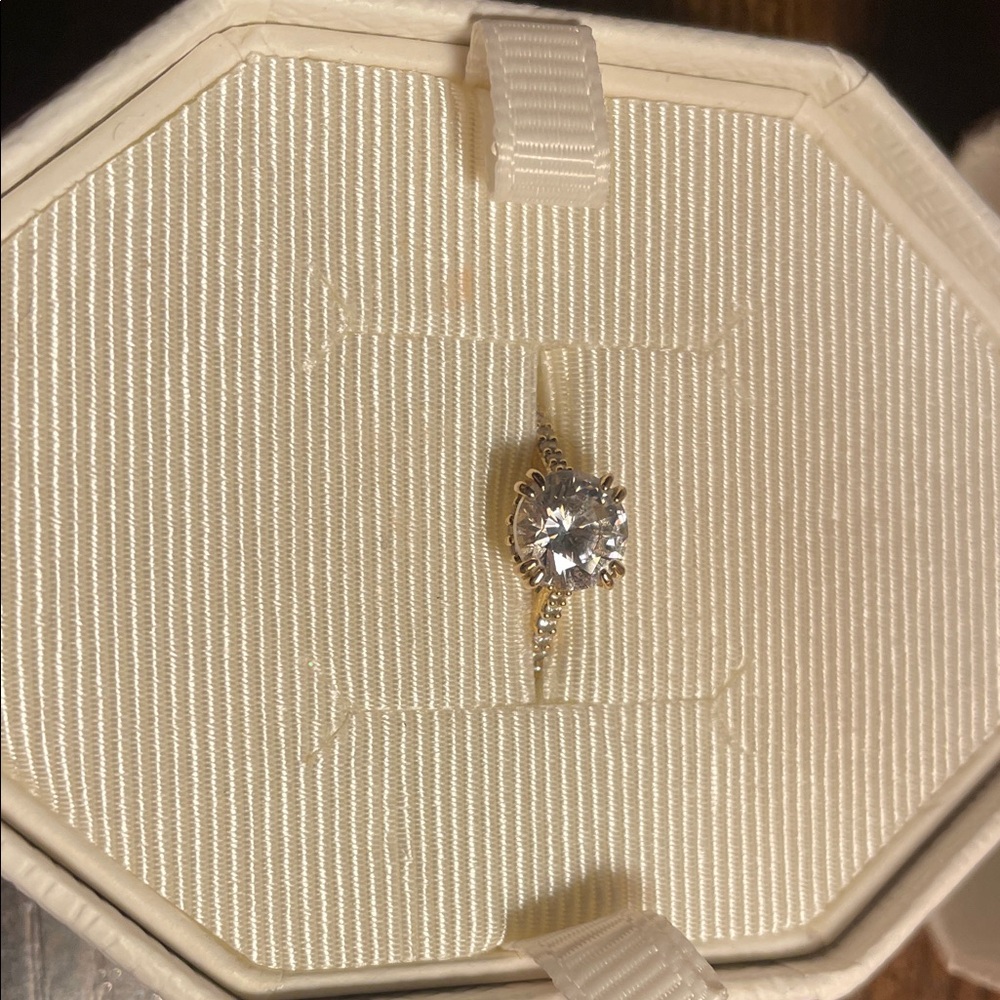 Swarovski Gold-Tone Ring with Sparkling Crystal - Picture 2 of 8